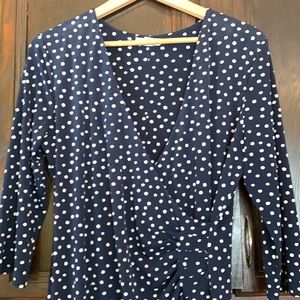 really nice Charter Club navy and white polka dot v-neck dress